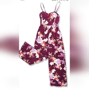 AUW Floral Burgundy Jumpsuit